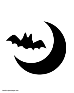 bat flying moon carving stencil 240x300